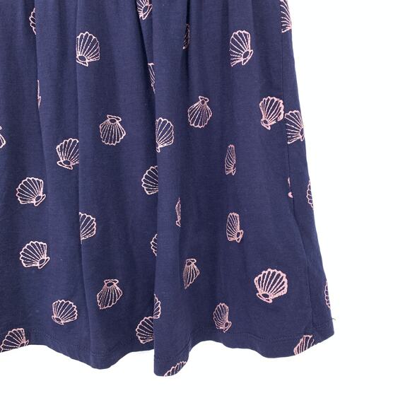 H&M Ruffle Sleeve A-Line Dress Girls 5T/6 Navy Pink Shell Print Organic Cotton - Picture 4 of 6